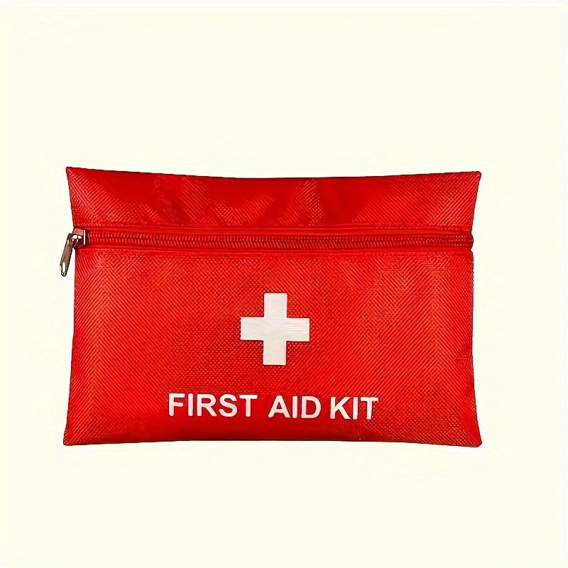 First aid kit with scissors and tweezers, portable and durable, available in 2 sizes, in red, for home, car, camping, and hiking.