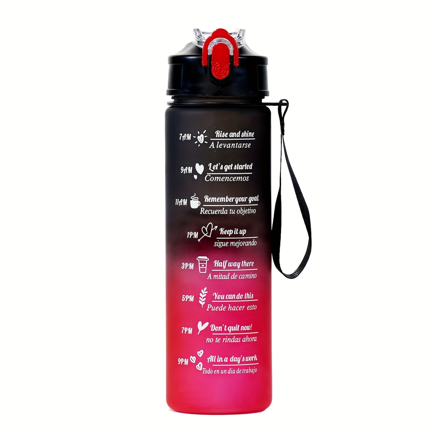 Large capacity sports water bottles with time marker in sets of 1, 2, or 3. Leakproof, BPA-free, and durable with portable handle.