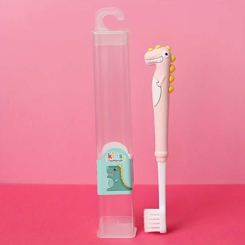 Toothbrush with Soft Bristles and Cute Cartoon Dinosaur Design, Individually Packaged