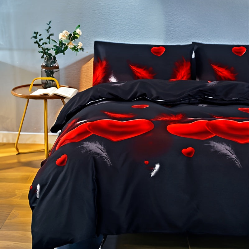 Floral comforter set includes 1 duvet cover and 2 pillowcases, made of breathable polyester with zipper closure and sanded craftsmanship. Machine washable.