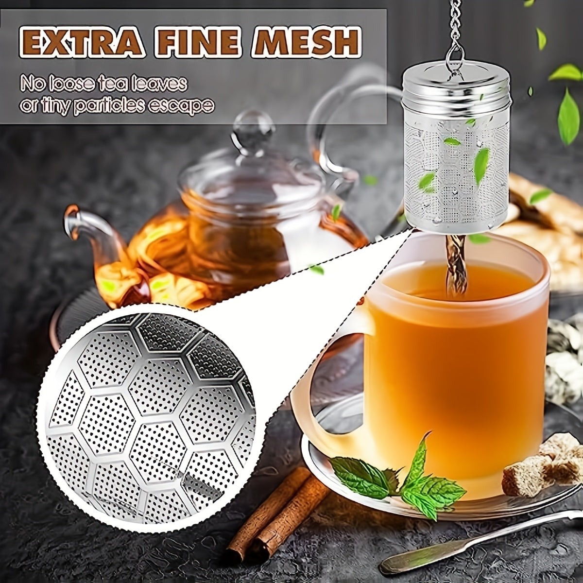 1 piece of Extra Fine Mesh Stainless Steel Tea Strainer for brewing loose tea and seasoning