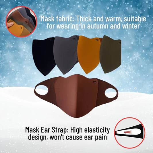 Set of 5 Maillard Color Fashion Face Masks in Thick, Warm Knitted Nylon - Elastic, Breathable, Reusable, Non-Marking, and Comfortable for All-Day Wear during Casual Outdoor Activities