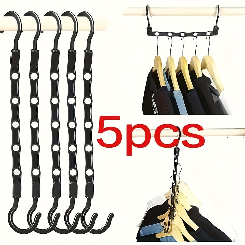 5 or 10 pieces of Rotatable Folding Plastic Clothes Hangers, Versatile Five Hole Space Saving Wonder Hangers, Closet Organizer for Bedroom Decor and Drying Racks.