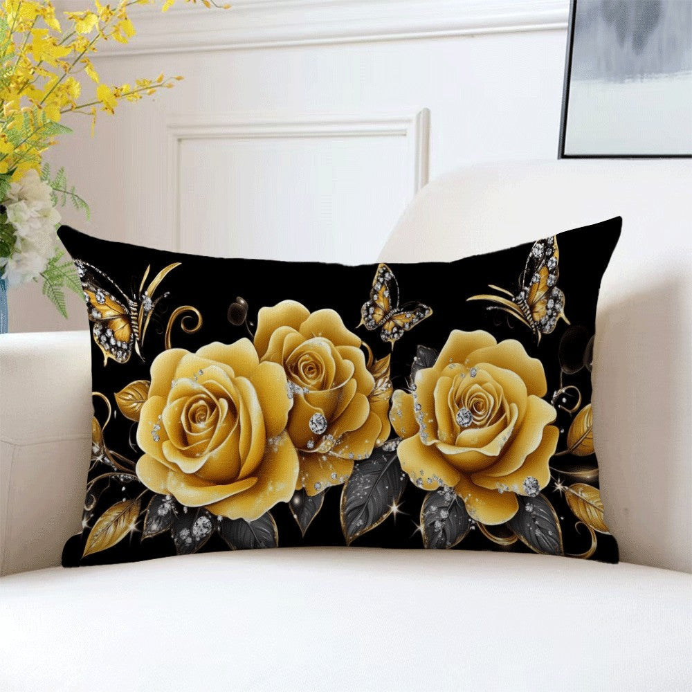 Floral Print Flannel Pillow Cover in Casual Style, Zippered, Machine Washable, Suitable for All Seasons, Ideal for Multi-Position Sleepers. Includes Decorative Cushion Case for Sofa, Bedroom, or Car. Measures 50.8x30.48 cm (Pillow Insert Not Included).