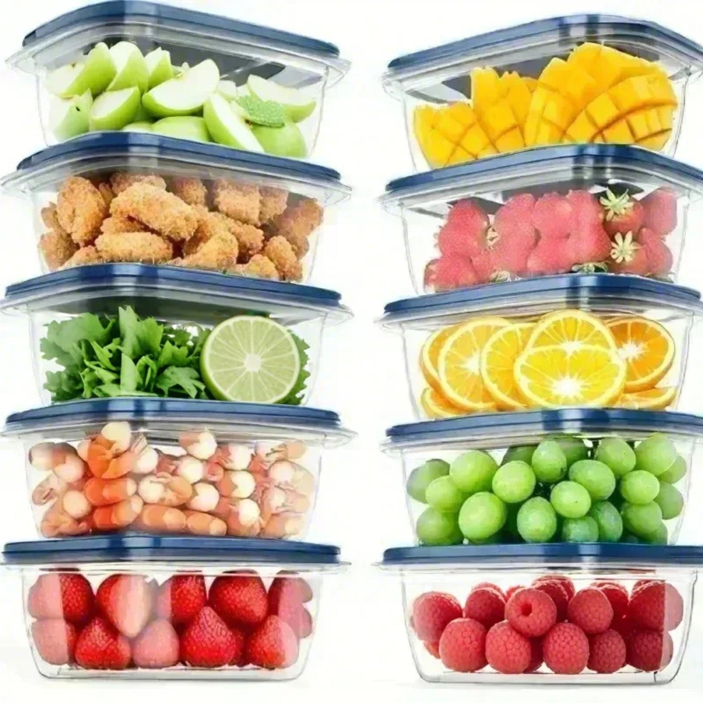 Set of 10 Reusable Food Storage Containers with Lids - BPA-Free Plastic Mini Boxes for Kitchen, Office, School, Picnic - Airtight Clear Organizer for Meal Prep and Snacks