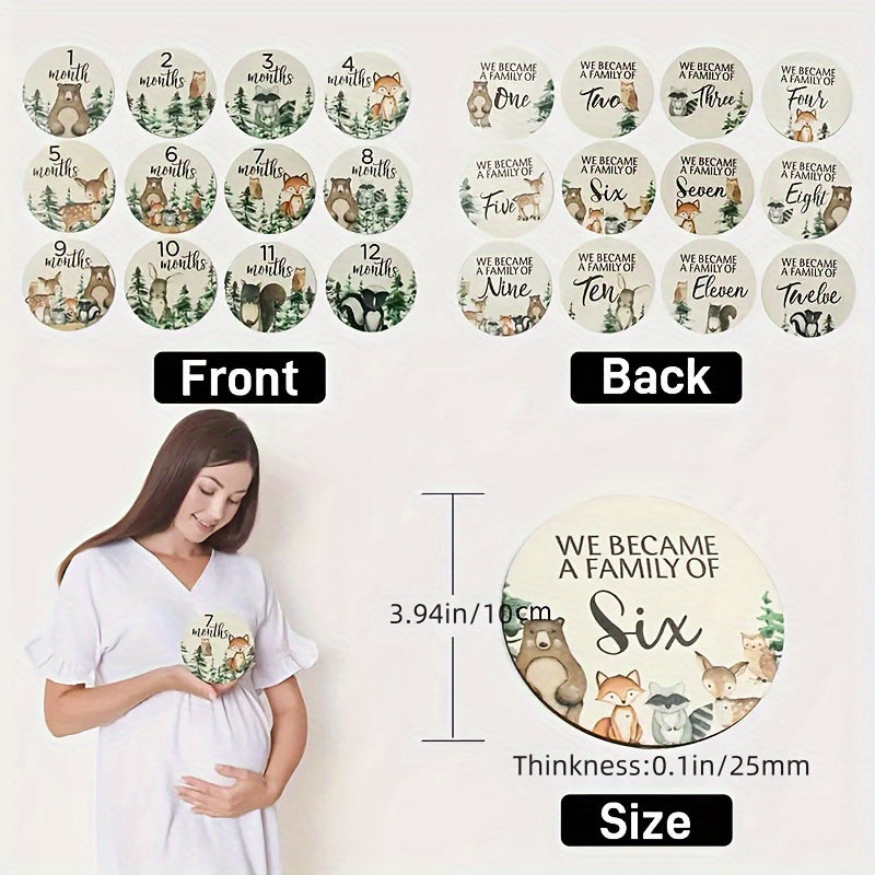 Set of 12 Wooden Milestone Cards - Perfect for Monthly Announcements and Growth Tracking in Photography, Creating a First Year Keepsake Collection, Using as Photography Props, Documenting Pregnancy Journey, and Displaying as Month Round Signs