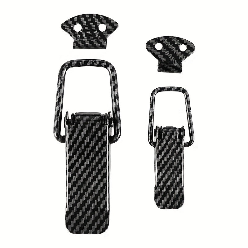 2 car bumper clips, carbon fiber pattern lock fixed pull buckle safety hook clips for car and truck bumpers.