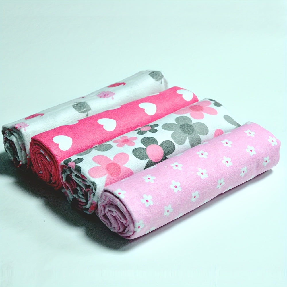 4 pieces of Flannel Swaddle Blankets and Receiving Blankets - 100% Cotton, One Size (76.2 X 76.2 cm) perfect for Home Decor and as Halloween or Christmas Gifts