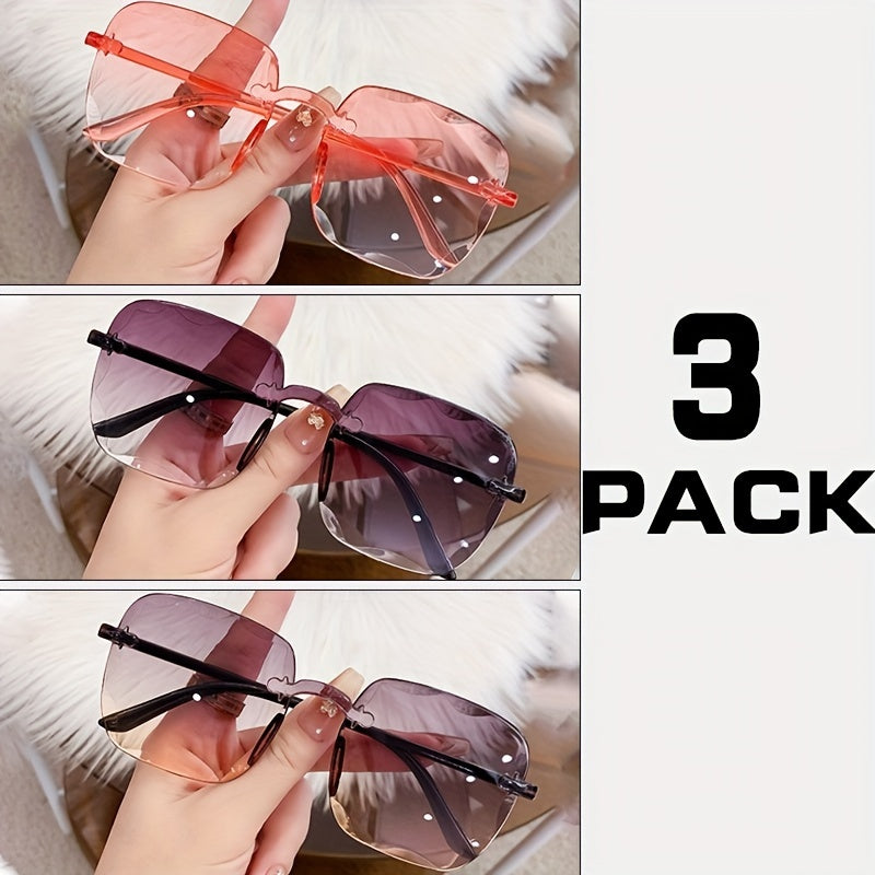 3 stylish frameless glasses for women, perfect for shopping and photography, a great choice.