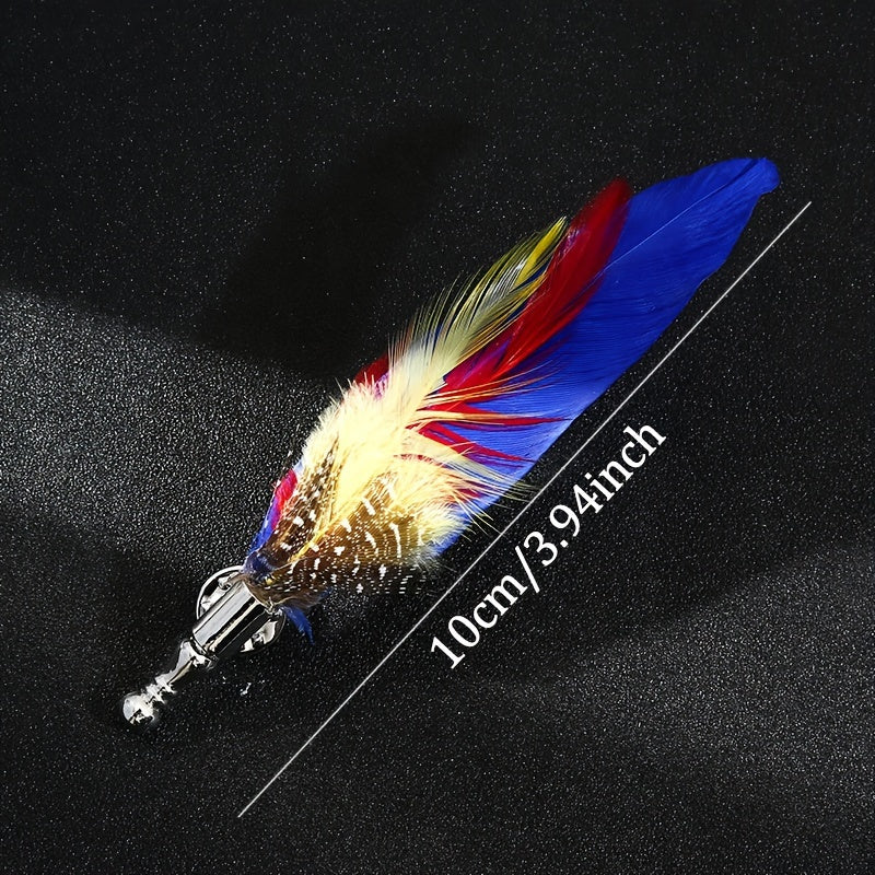 Colorful Simulated Feather Brooches Lapel Pins Set of 7, Stylish Fashion Accessory for Men and Women's Dress Suits