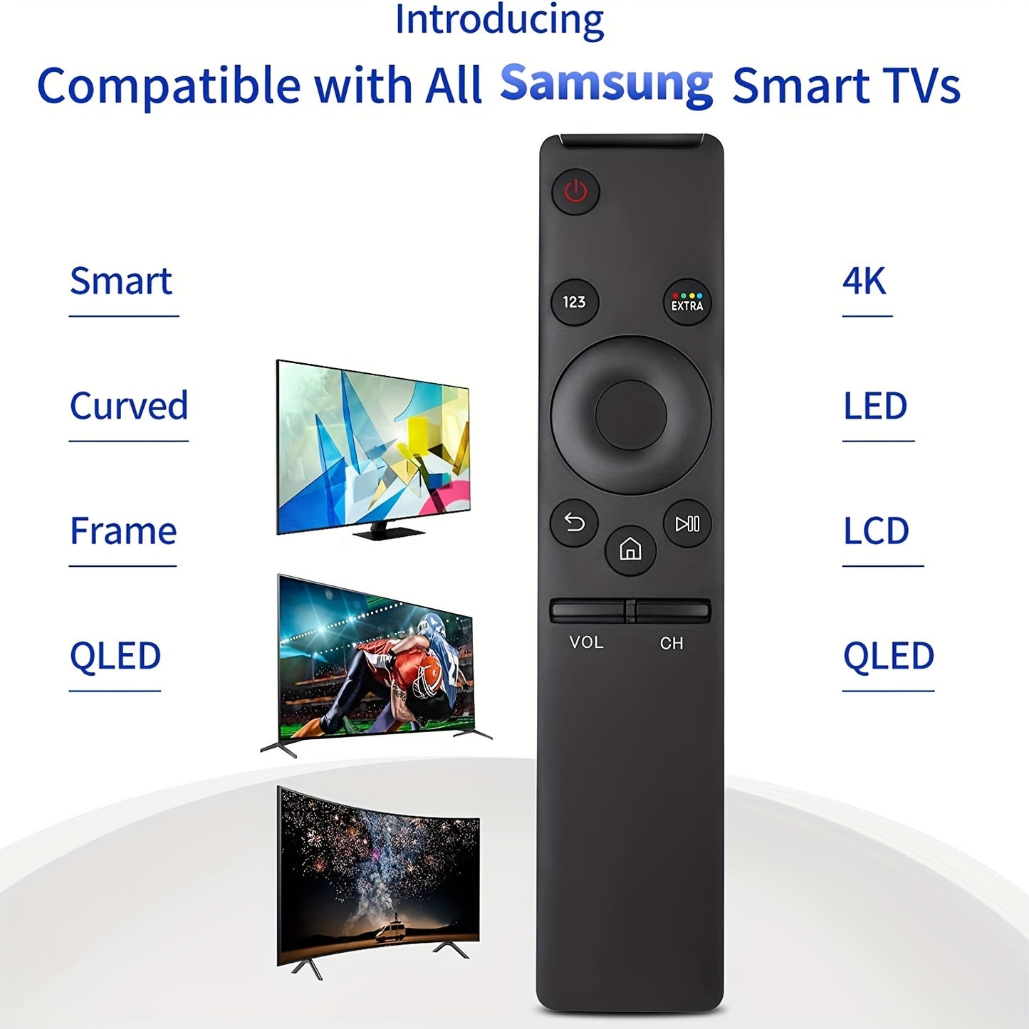 Samsung Universal Remote Control for all types of Samsung TVs, both old and new models.