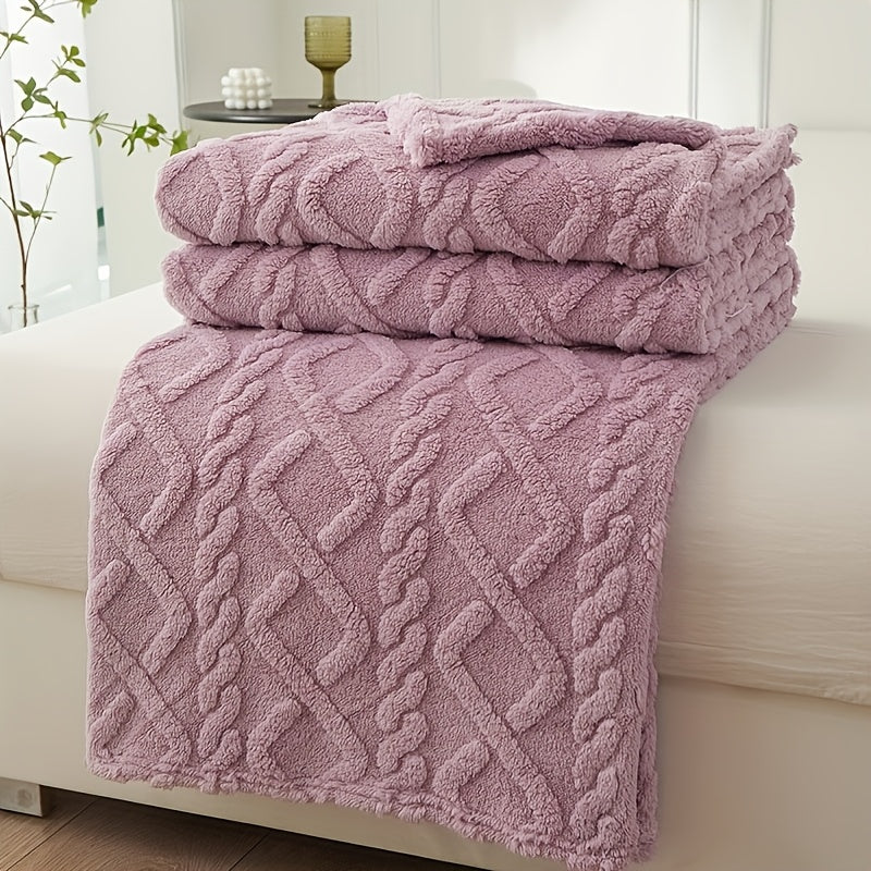 Stay warm and cozy with the FAGEJIE Soft Warm Plush Lamb Fleece Throw Blanket. Featuring a 3D fashionable design, this thick flannel blanket is perfect for bed, couch, or travel. Made of machine washable polyester, this multifunctional air conditioning