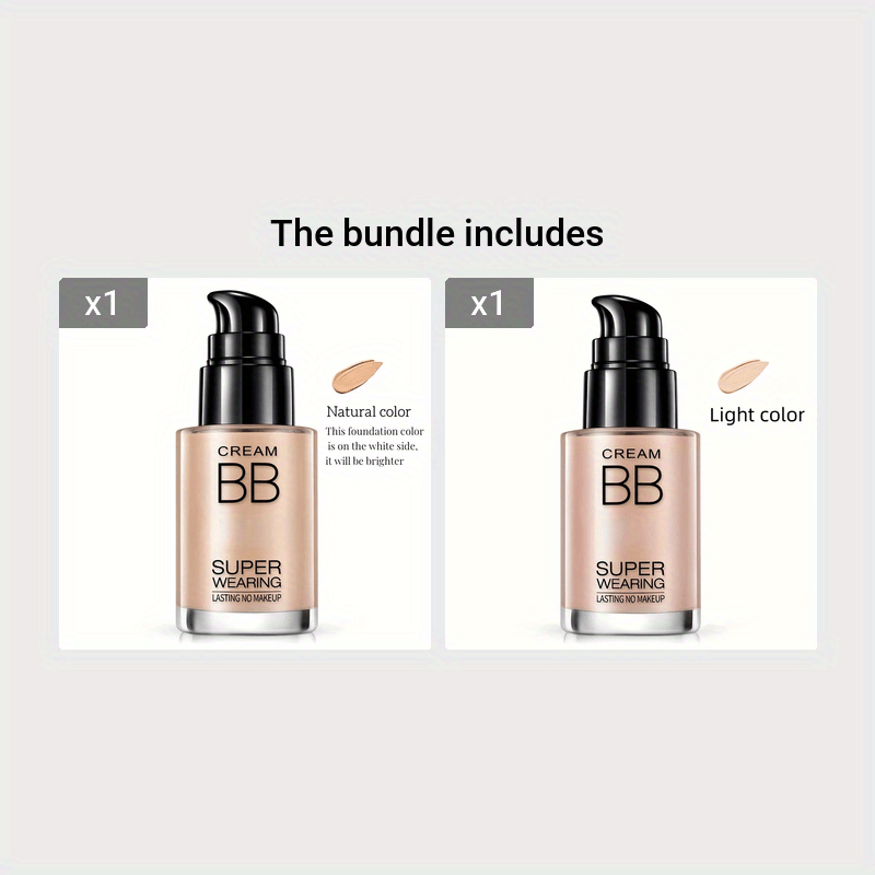 BB cream liquid foundation with long-lasting flawless finish, medium coverage, and moisturizing properties. Suitable for all skin types. Great holiday gift for women.