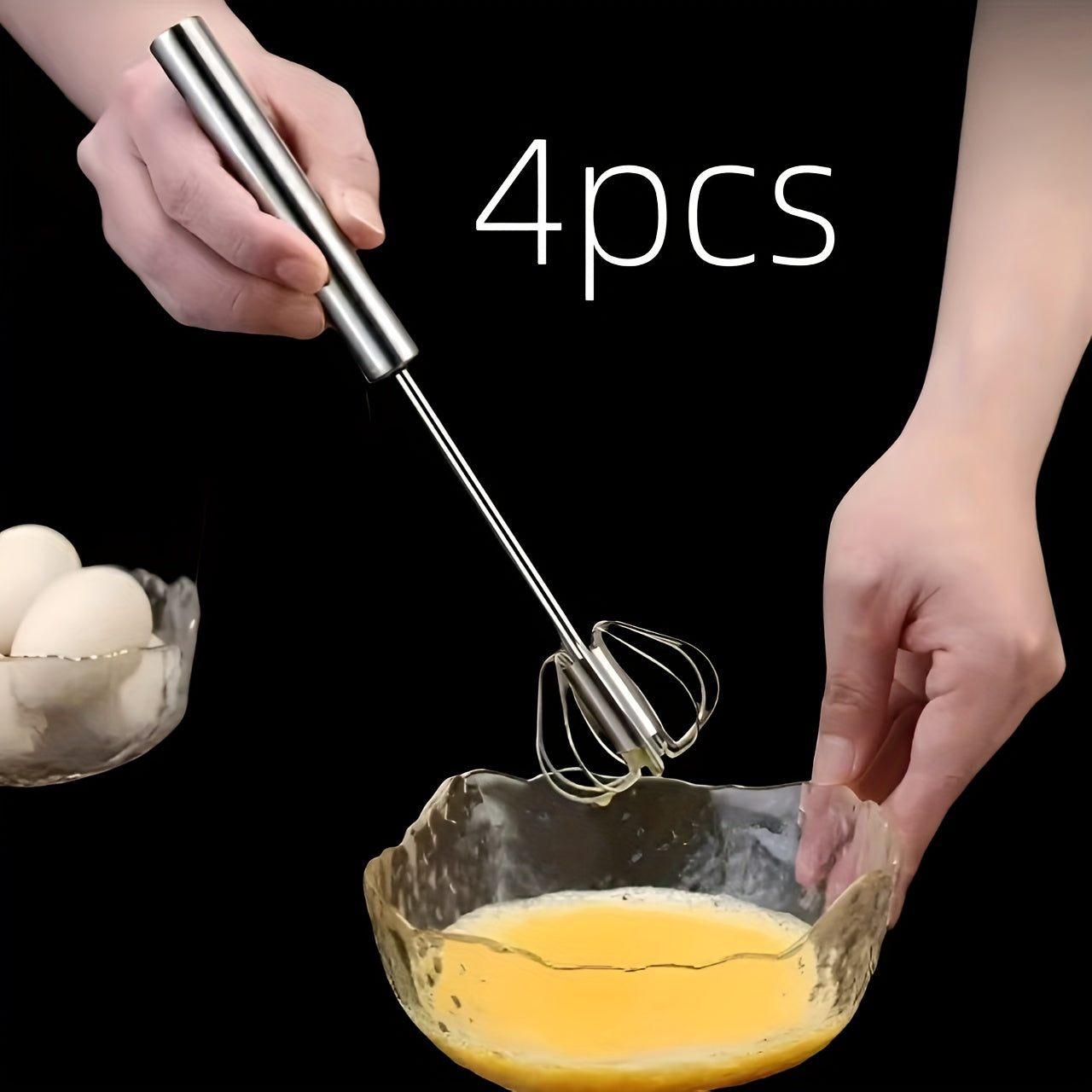 Sturdy hand-operated egg whisk - Simple one-touch operation, fast blending for cream & eggs, uniform & smooth results, effortless to clean stainless steel, comfortable grip handle, anti-slip design, ideal for baking & cooking tasks