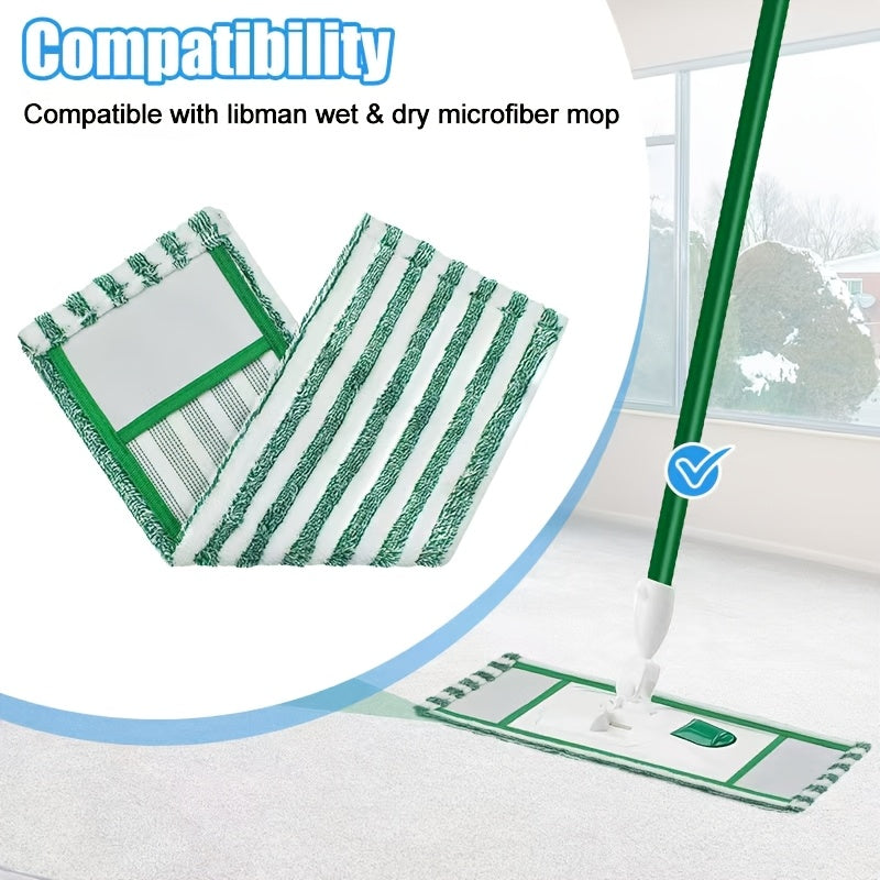 Set of 4 Ultra-Fine Microfiber Mop Pads, Eco-Friendly & Machine Washable, Fits Libman Mops - Perfect for Any Floor Surface, Use for Wet or Dry Cleaning, Featuring Green Striped Pattern, Microfiber Innovation