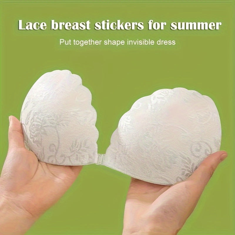 Elegant lace push-up bra with invisible straps and silicone nipple covers.