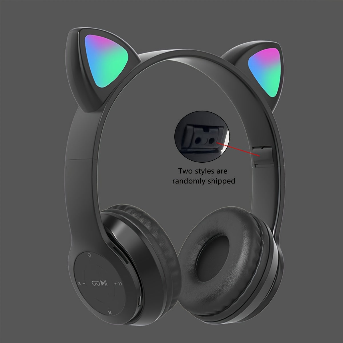 Cat Ear Wireless Headphones with LED light, foldable design, volume control, and Type-C charging - perfect for phones and as a gift.