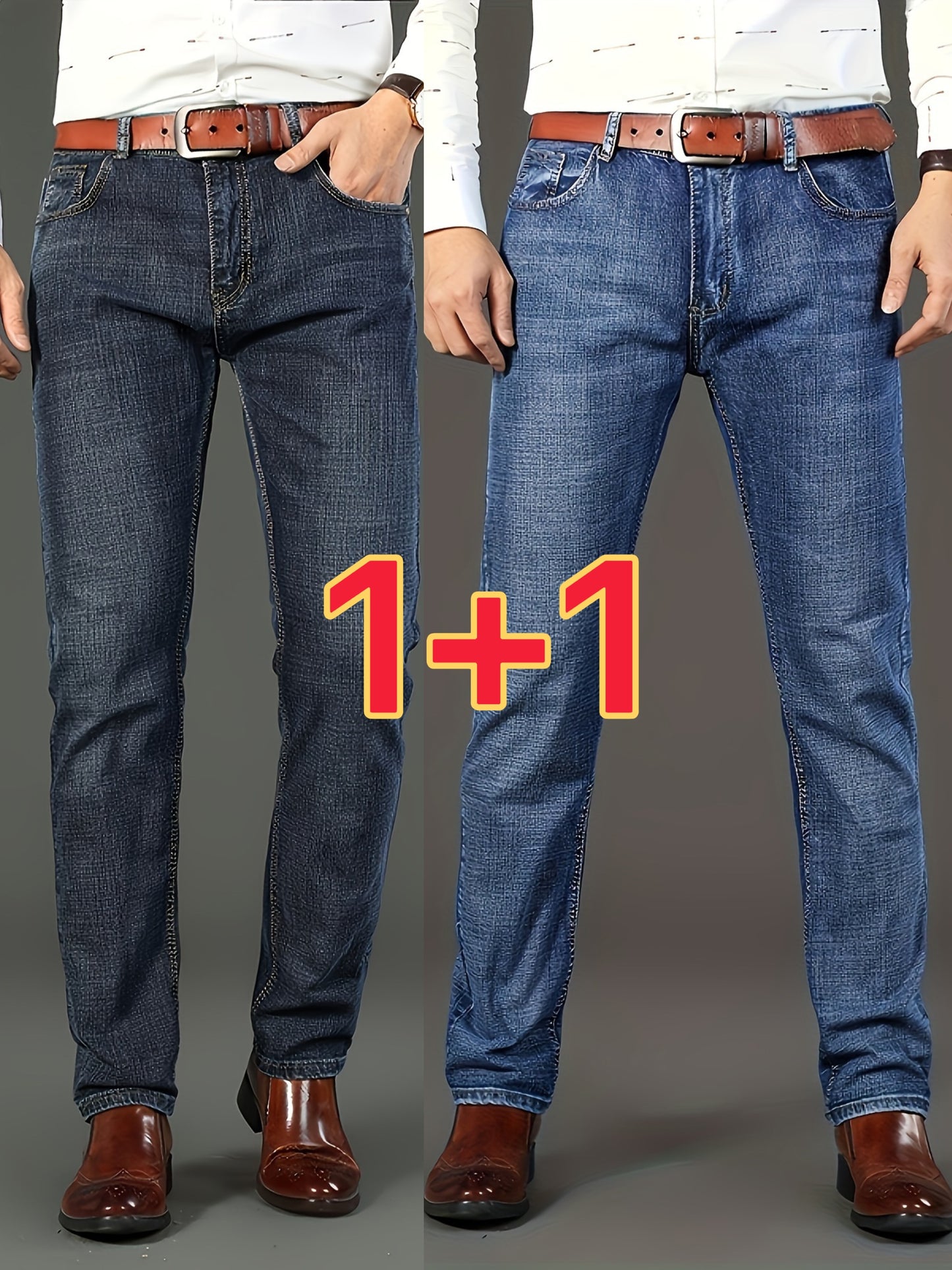 2 Men's Denim Pants with Pockets for Outdoor Activities