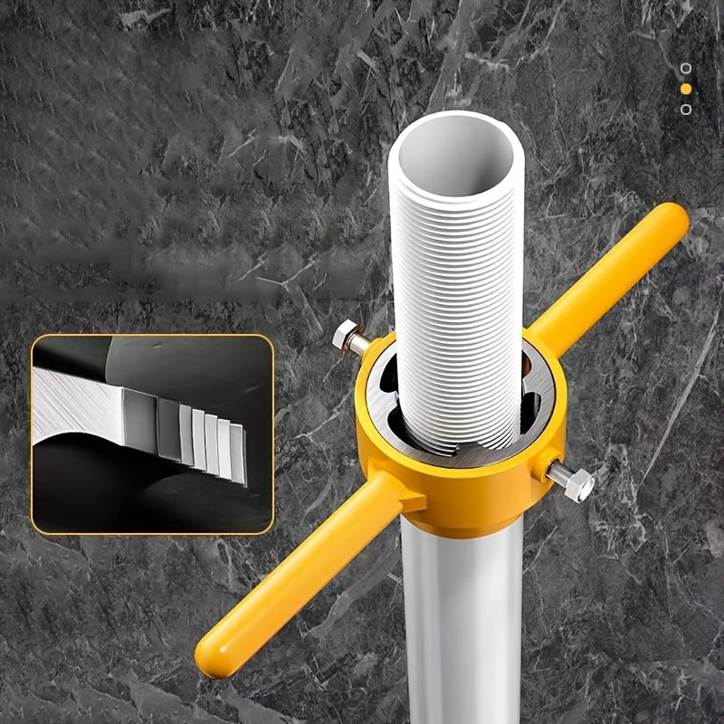 Popular set of 6 PVC plastic water pipe dies in sizes 10.16/15.24/2.54 cm, including tap wrench for easy threading.