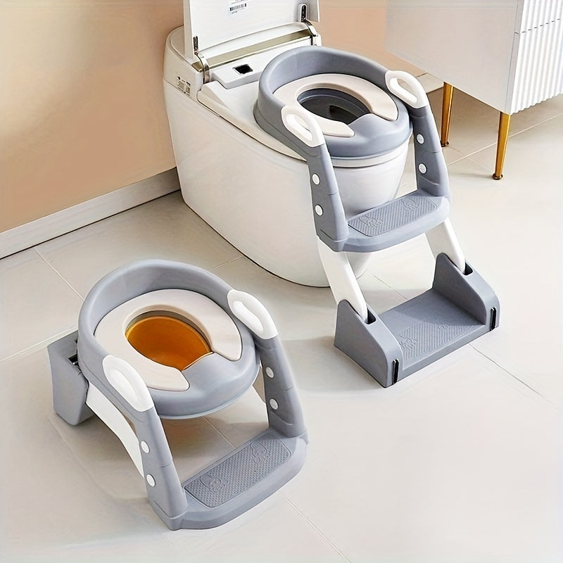 Folding Potty Training Seat with Step Stool Ladder - Simple to Clean, Comfortable, Non-Slip Mat for Safe and Enjoyable Learning