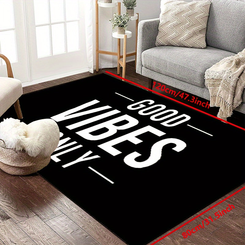 Welcome only positive energy with this Good Vibes Only doormat! This non-slip, machine washable polyester mat is perfect for both indoor and outdoor use in your bedroom, hallway, patio, or any room in your house. It also makes a great housewarming gift