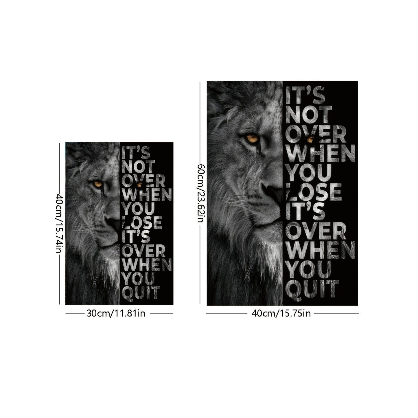 Art canvas painting of a lion with a positive quote, ideal for home and office wall decor. Frame not included.