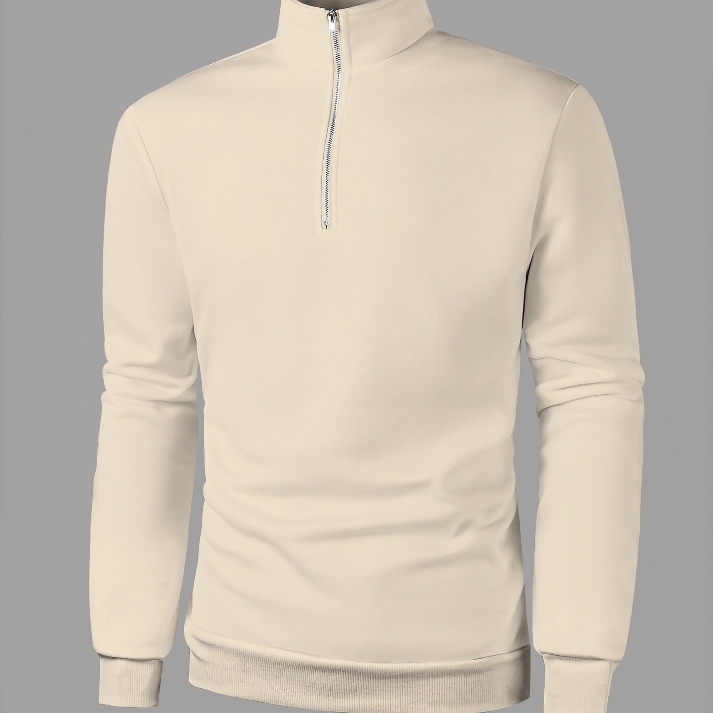 Men's cozy zippered long sleeve sweatshirt, perfect for everyday wear in spring and autumn.