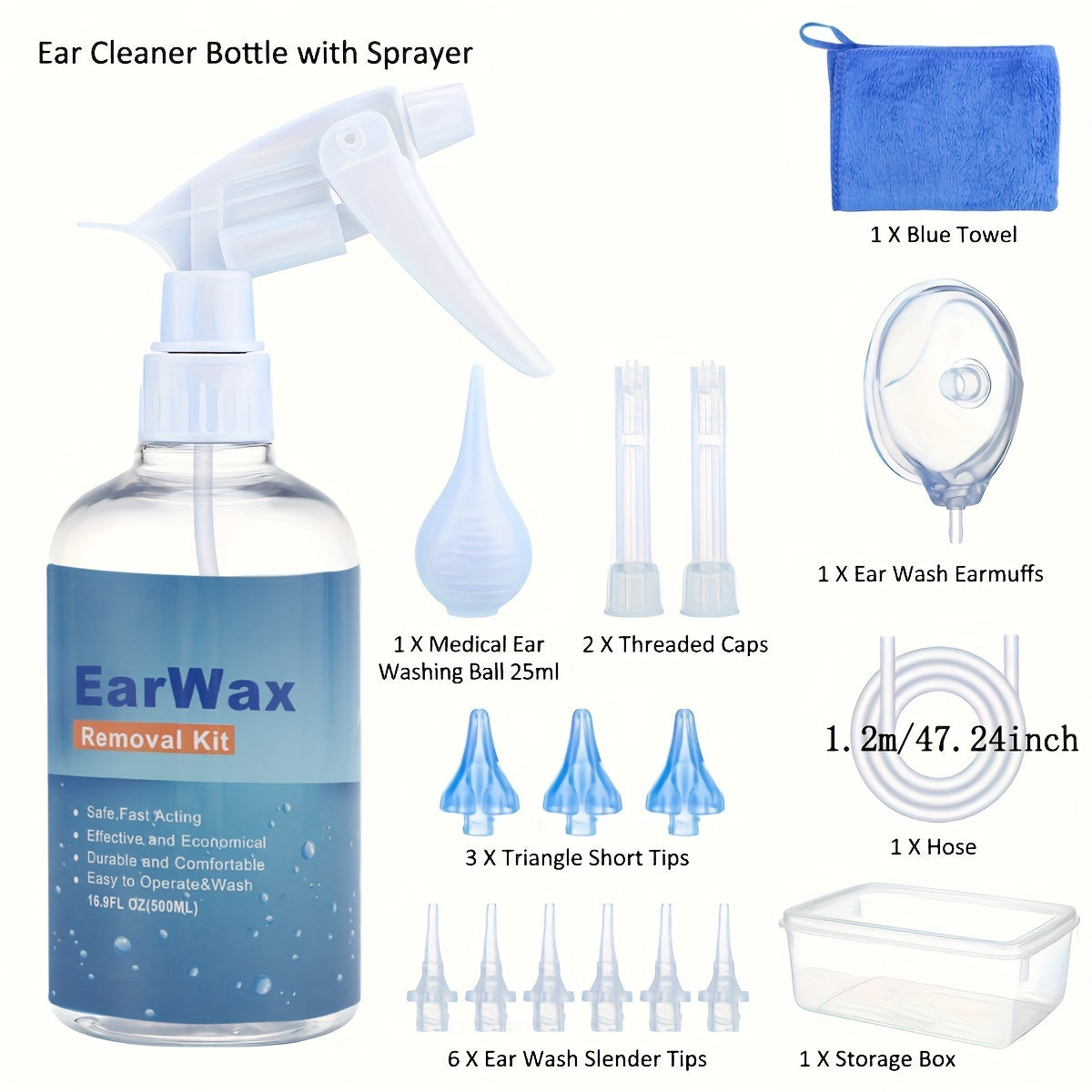 Ear Wax Removal Tool Kit with Reusable Ear Wax Remover for Adults and Elders.