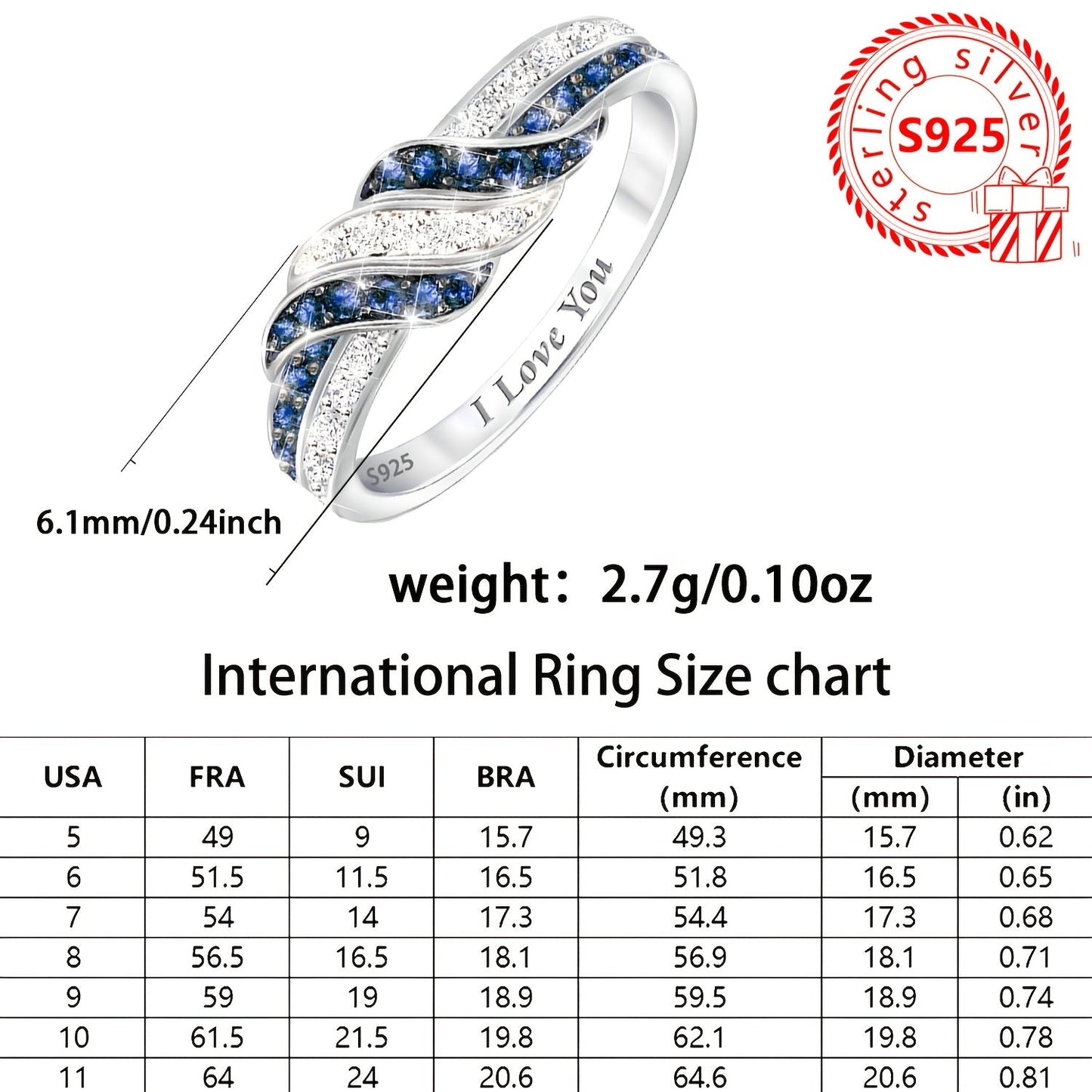 A timeless fashion ring for women with a twist, featuring a light luxury style. Made with 2.7g of 925 silver and adorned with synthetic zirconium stones, this elegant piece is perfect for banquets, weddings, engagements, and anniversary celebrations.