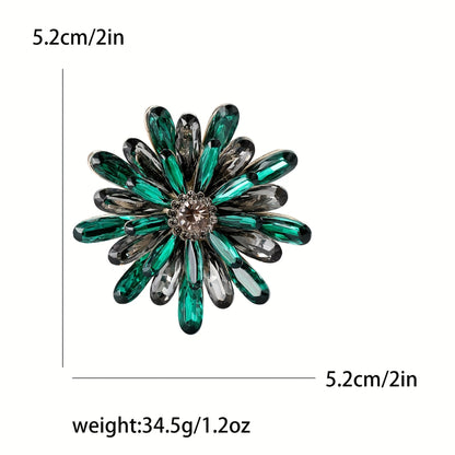 Stylish Sunflower Brooch Pins with Rhinestone Detail, Made from High-Quality Alloy Material - Chic Fashion Accessories for Women's Suits, Sweaters, and Coats