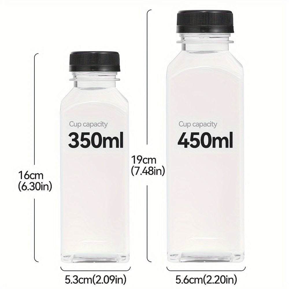 1pc or 4pcs of clear plastic juice bottles with leak-proof caps, ideal for juicing, smoothies, milk, and homemade beverages. Bulk drink containers.