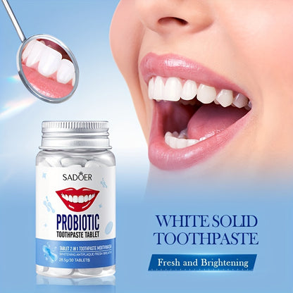 Probiotics Solid Toothpaste, Deeply Cleaning, Fresh Breath, Travel-friendly 28.5g(1.01oz)