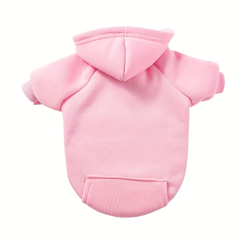 Stylish hooded sweatshirts for small to medium pets in various colors, made of durable all-season polyester. Perfect for winter wear.