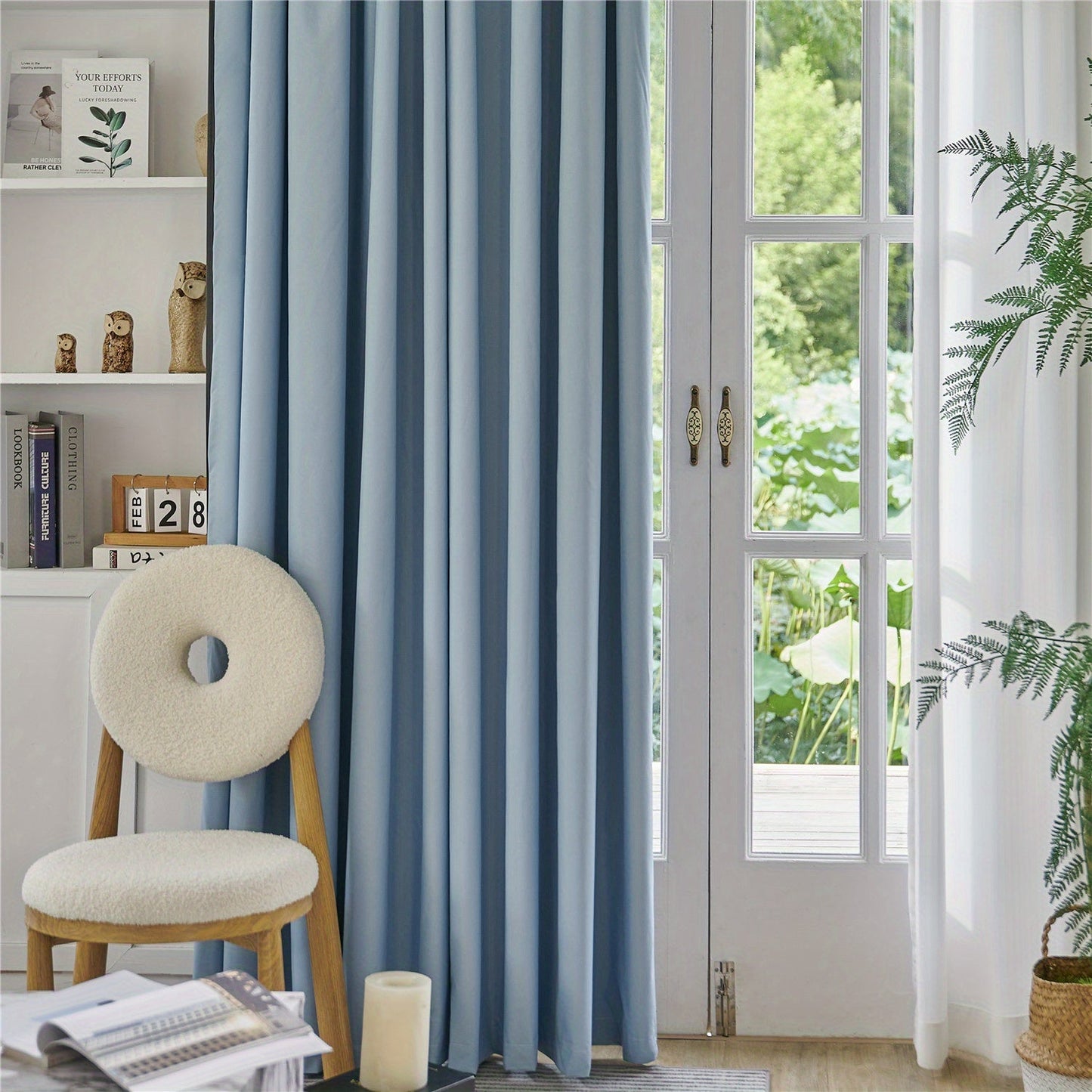 Blackout curtains in black or white color options available for bedroom and living room. These thermal lined curtains are insulated and light blocking, reducing noise in the room. Perfect for use in various rooms including living rooms, bedrooms