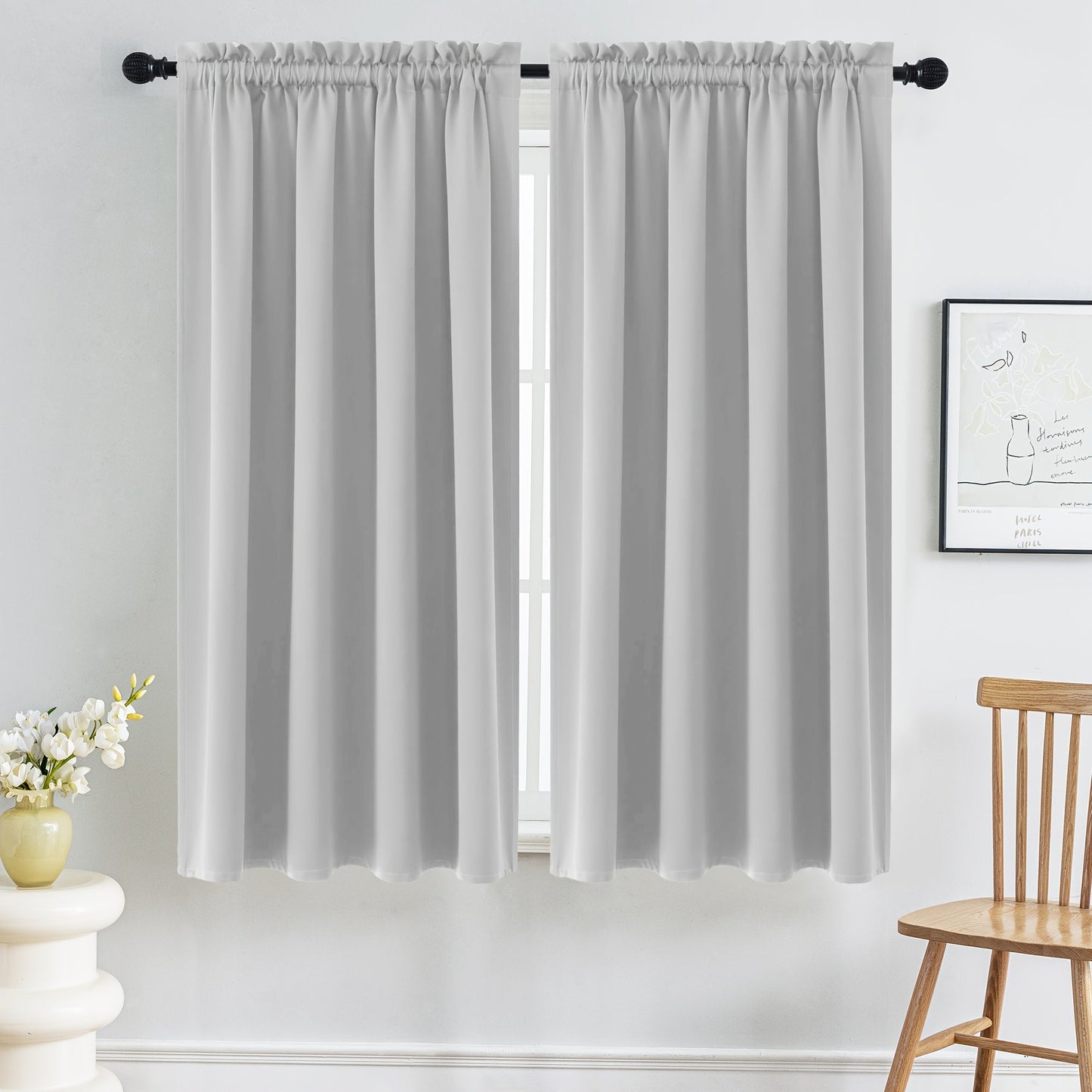 Set of 2 Classic Navy Blue Blackout Curtains - Protects Against UV Rays, Insulates Against Heat, Resistant to Fading - Features Rod Pocket Design for Bedroom, Living Room, or Office - Easy to Clean in Washing Machine, Enhances Privacy, Made with Durable