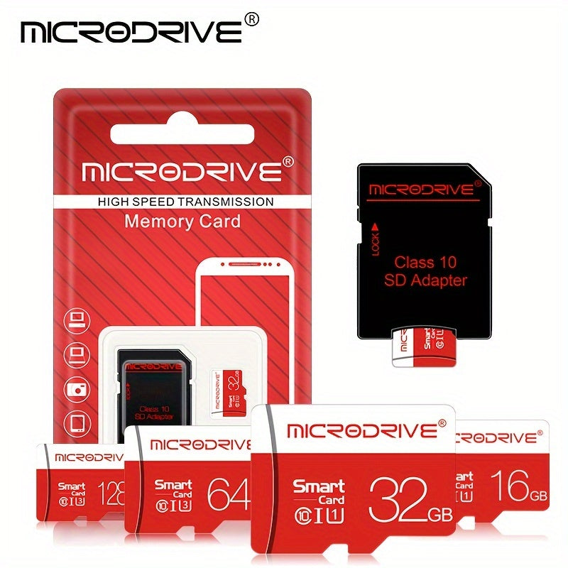 MICRODRIVE TF SD Memory Card - High-Speed Class 10 U3 UHS-I, 4K HD Compatible, Sizes: 4G-256GB, MICRODRIVE