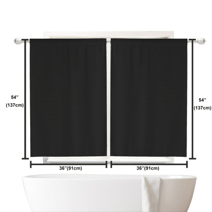 Set of 2 Waffle Weave Half Window Curtains. Waterproof Small Window Curtains for Bathroom, Ideal for Coffee Shops and Kitchens.