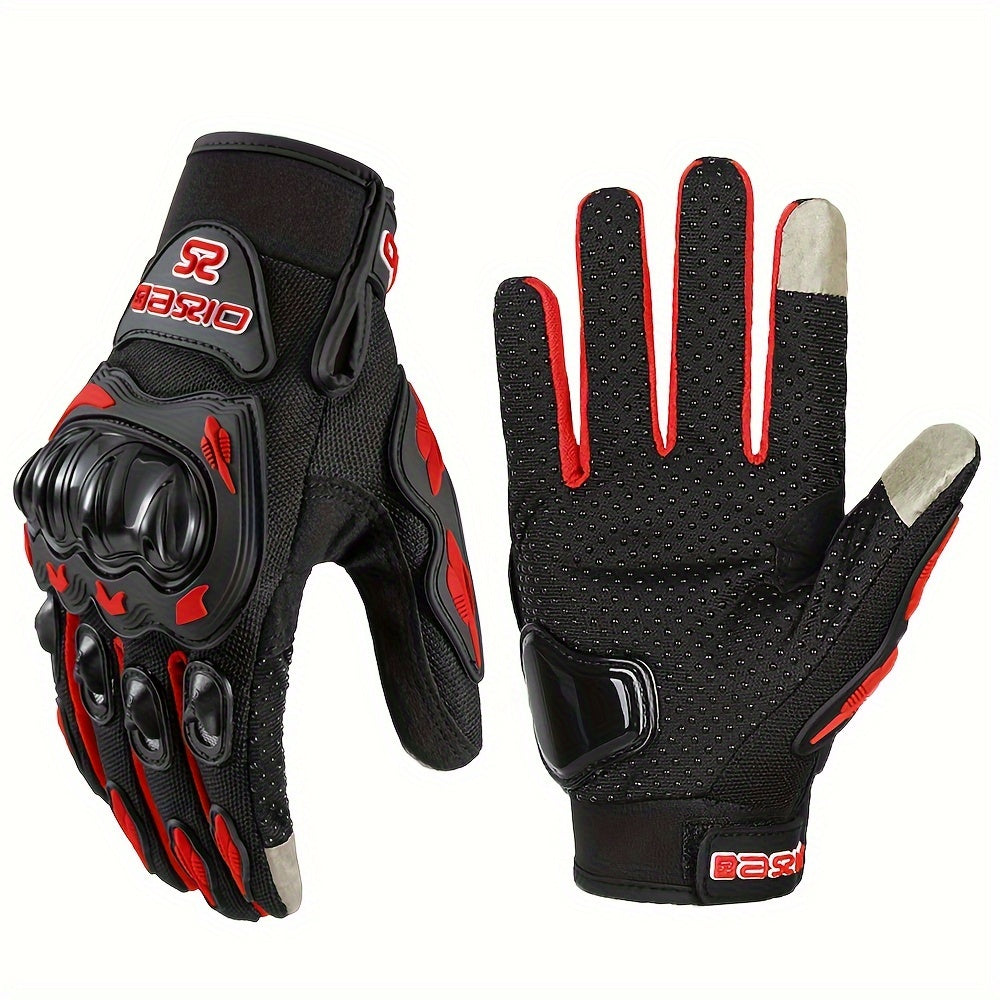 Breathable, anti-fall motorcyclist gloves for men and women, with touch screen capability.