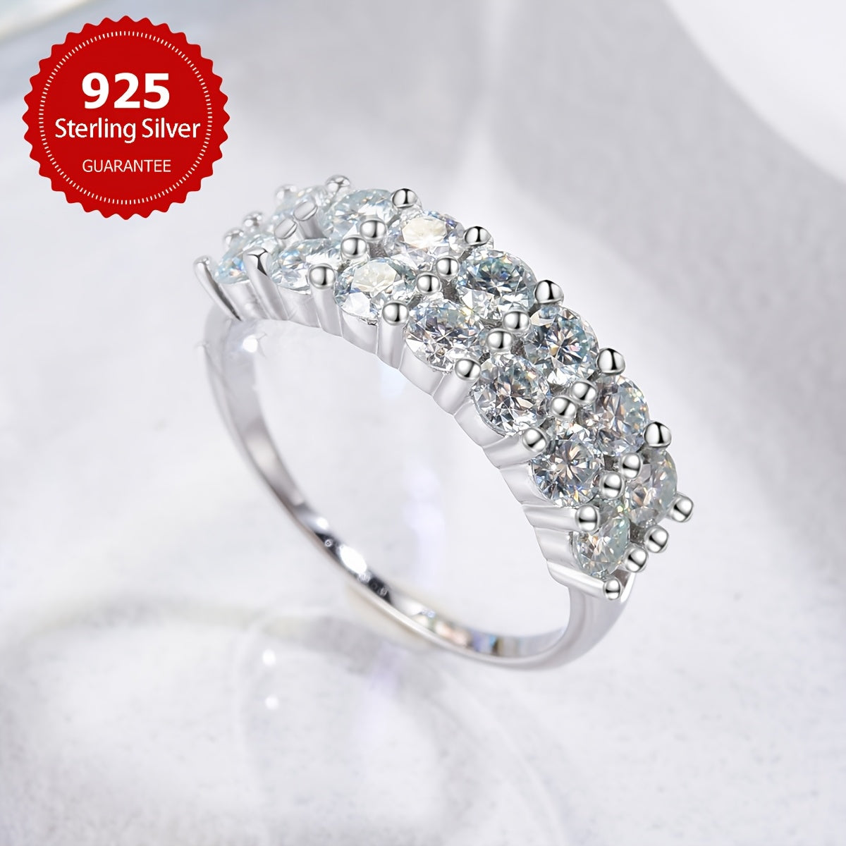 An exquisite Moissanite engagement ring with a dazzling 1.4 carat stone set in 925 sterling silver. This luxurious ring is the perfect gift for Valentine's Day or as a promise ring. Ideal for brides and beloved ones, this eternal ring features a total of