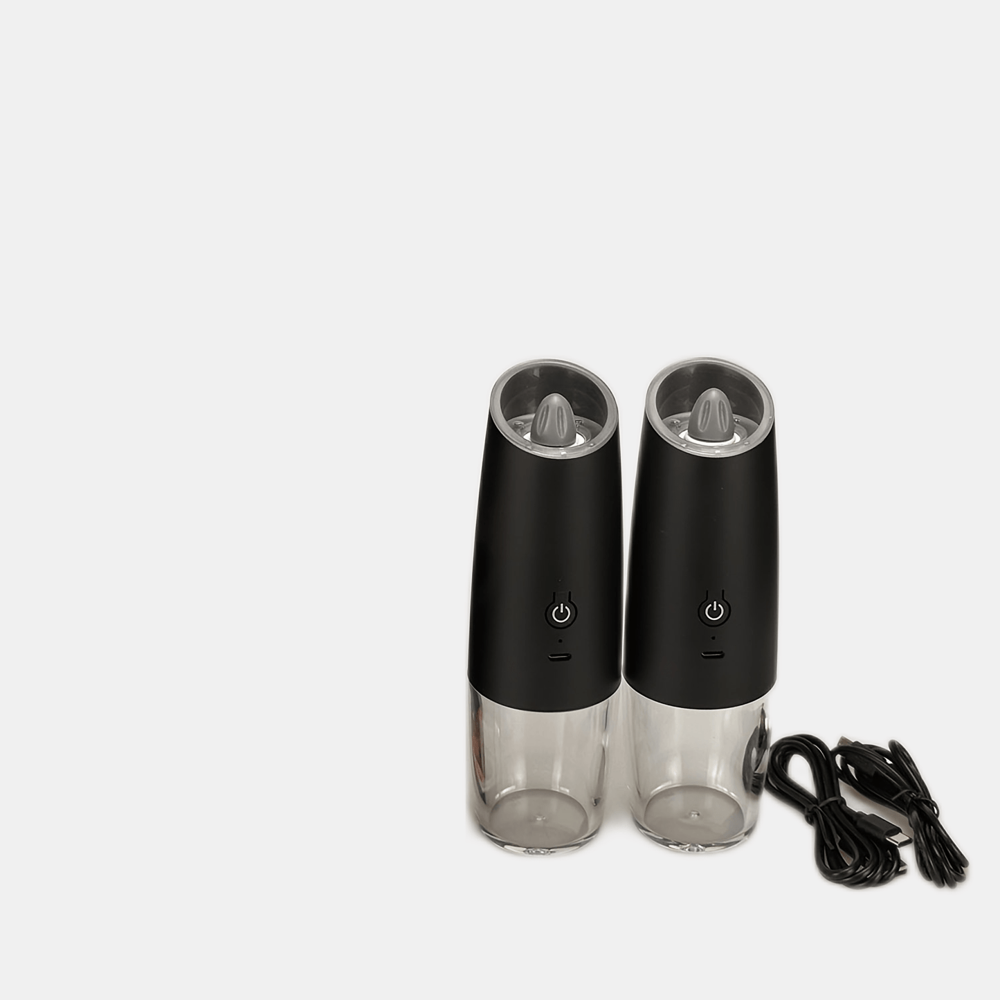 Set of 2 Electric Salt and Pepper Grinders - Made of ABS Material with Gravity Induction, Rechargeable via USB Type-C, Includes Built-in Lithium Battery