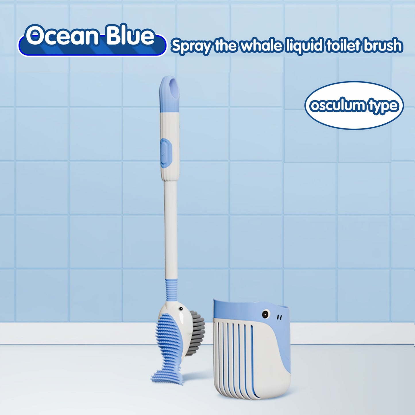 Silicone Whale-Shaped Toilet Brush with Soap Dispenser and Long Handle - Ideal for Cleaning Bathroom and Toilet, Comes with Suction Cup Holder for Easy Storage