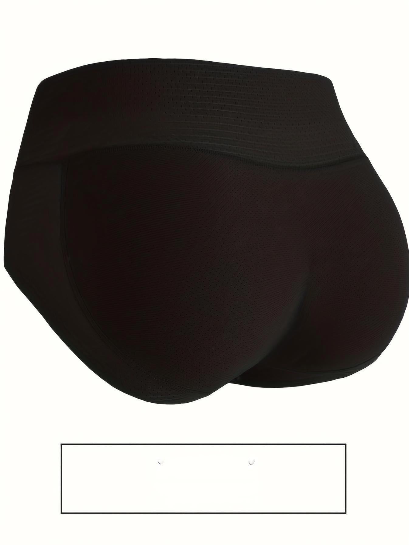 Stylish mid-waist fake butt lifting underwear with peach hip shaping, breathable nylon and elastane. Non-padded, knit fabric that is hand washable, full hip cushion.