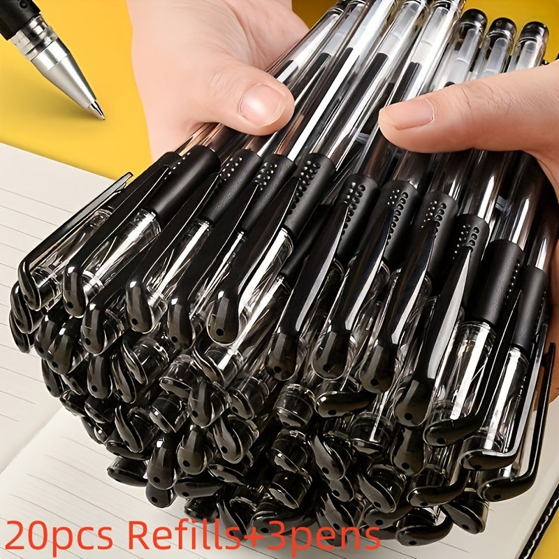 23pcs Black Gel Pen with 0.5mm Needle Tube Head for Business, College, High School, and Office Use