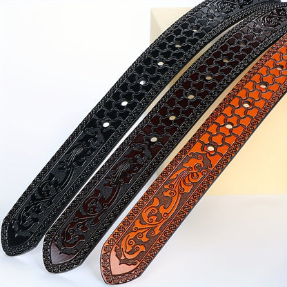 Stylish men's leather belt with alloy buckle, perfect for business and casual wear, made with genuine leather and alloy. Great gift idea for Father's Day and Valentine's Day.