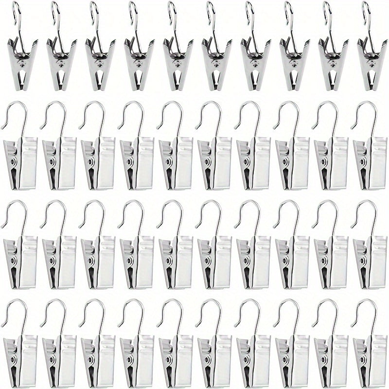 Set of 50 Curtain Clips, Durable Metal Hanging Hooks, Perfect for Hanging Curtains and Window Treatments