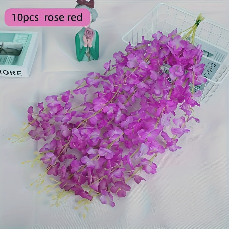 10pcs Simulation Purple Vine Flower for Outdoor Holiday Wedding Decoration