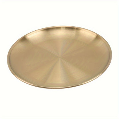 Golden stainless steel coffee tray for buffet parties and fruit decoration.