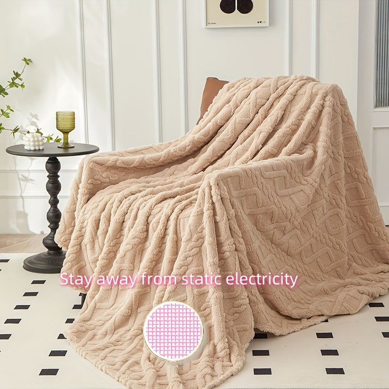 One piece of Flannel Blanket, perfect for your sofa, with a plush, soft texture that is both cozy and comfortable. This 3D Jacquard woven blanket is ideal for adding a touch of style to your home decor. Lightweight yet warm, this blanket offers a