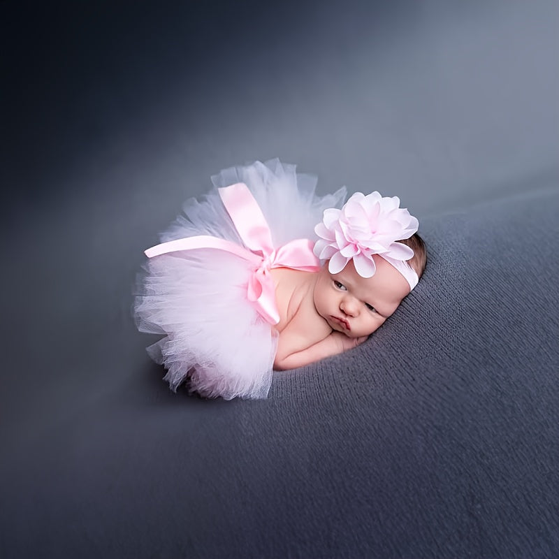 Charming Pink Ballet Tutu & Headband Ensemble for Kids - Ideal for Little Girl Photoshoots, Birthdays & Presents