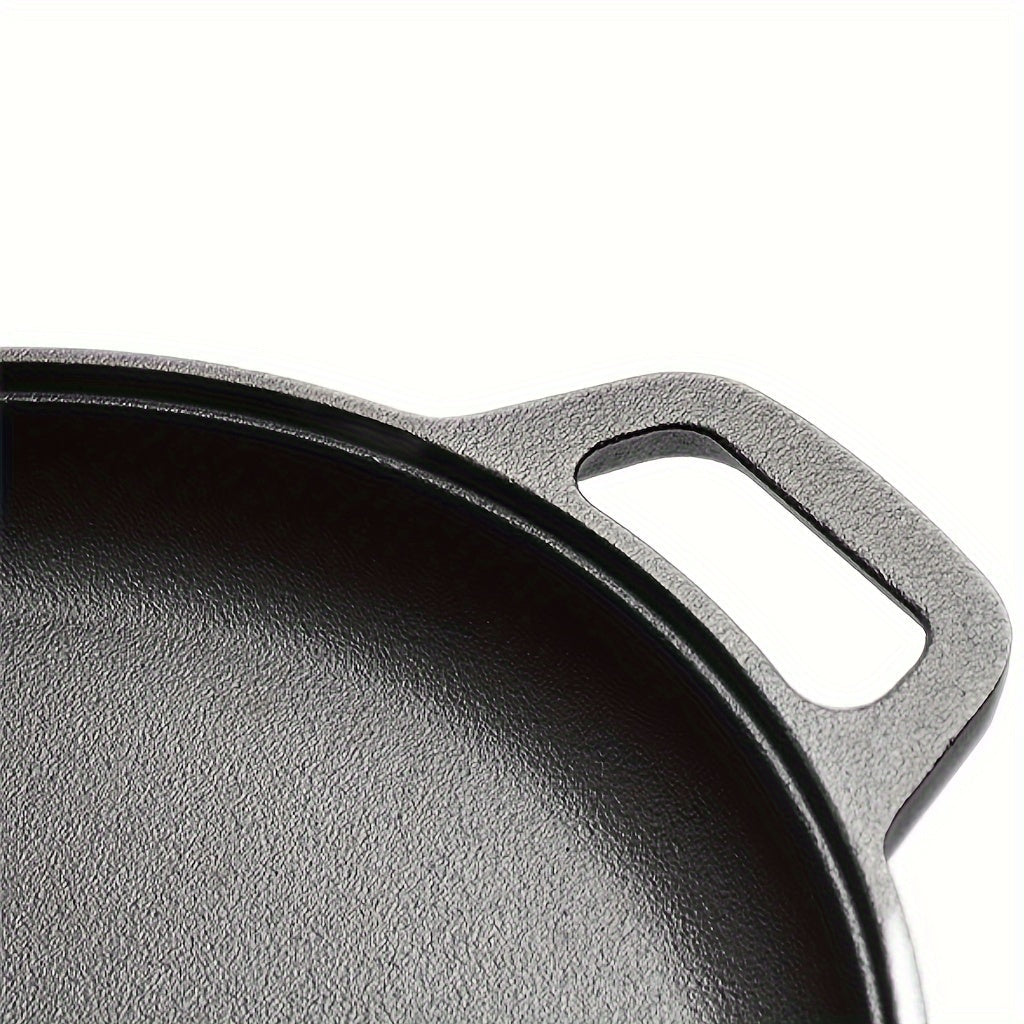 1 Piece Cast Iron Non-Stick Skillet - Versatile for Cooking Pizza, BBQ, Stir Fry and More. Compatible with All Stovetops. Hand Wash Recommended.